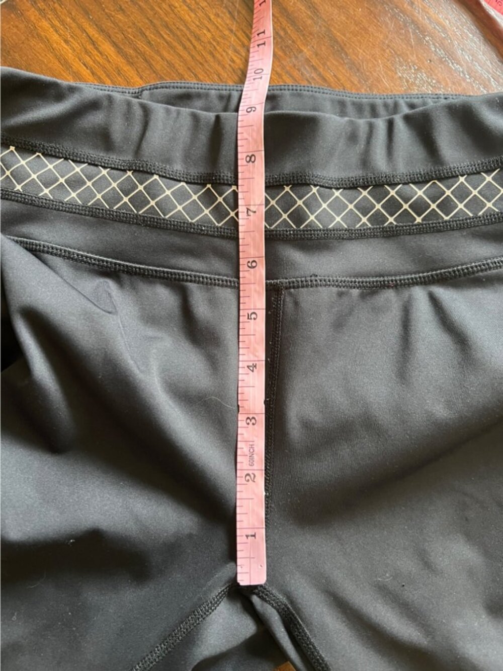 Athleta Black Activewear Leggings White Pattern Accent Panels Medium Running - Picture 9 of 10